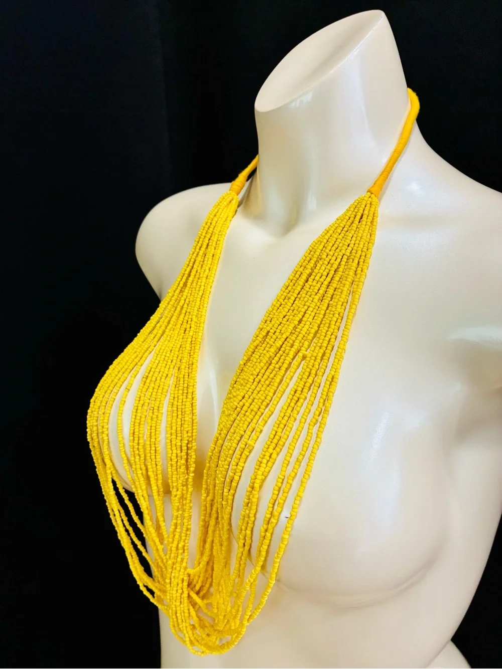 Bright Yellow Multi-Strand Beaded Necklace - Contemporary Women’s Jewelry